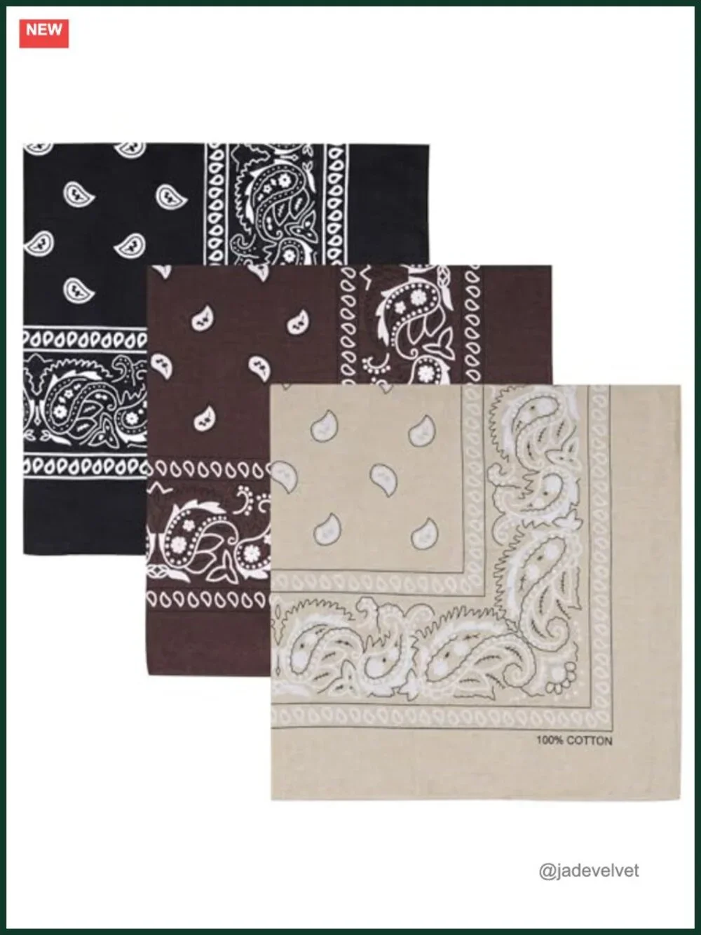 3-Pack 100% Cotton Paisley Bandanas 22